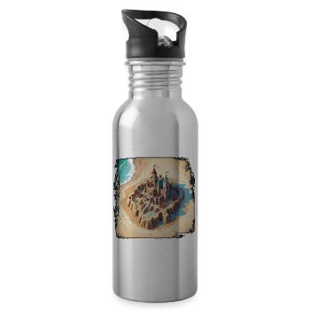 Sandcastle / Building / Playing / Castle / Holiday - Water bottle with straw - silver - Right