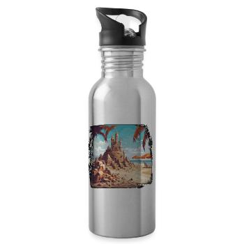 Sandcastle / Building / Playing / Castle / Holiday - Water bottle with straw - silver - Right