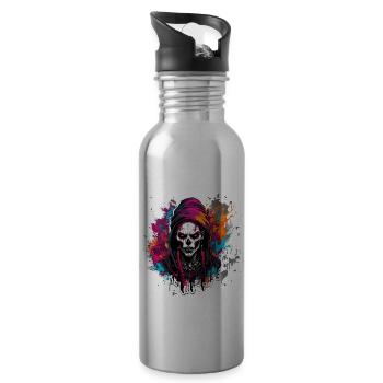 Gothic / Dunkelheit / Mystik / Schatten / Grusel - Trinkflasche mit integriertem Trinkhalm - Lightsilver - Rechts