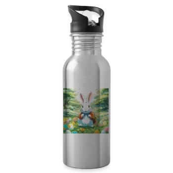 Easter Bunny / Easter / Eggs / Holidays / Easter - Water bottle with straw - silver - Right