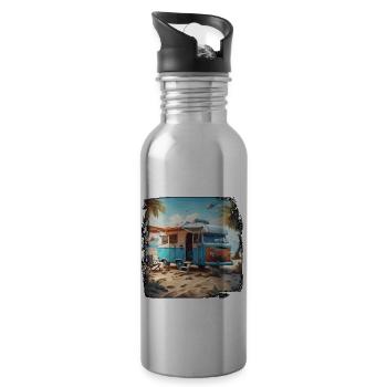 Camping-car / Camping-car / camping / Roadtrip / Voyage - Gourde avec paille intégrée - argent clair - Droite