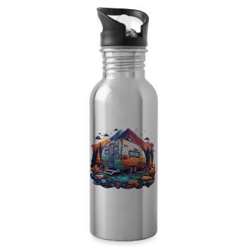 Camping-car / Camping-car / camping / Roadtrip / Voyage - Gourde avec paille intégrée - argent clair - Droite