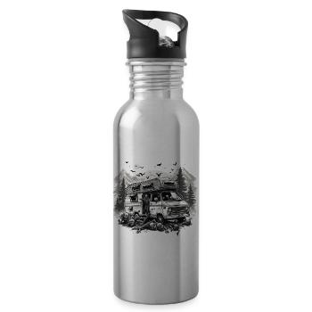 Camping-car / Camping-car / camping / Roadtrip / Voyage - Gourde avec paille intégrée - argent clair - Droite