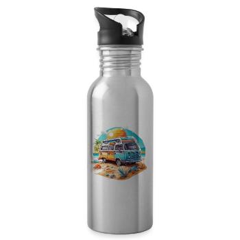 Camping-car / Camping-car / camping / Roadtrip / Voyage - Gourde avec paille intégrée - argent clair - Droite