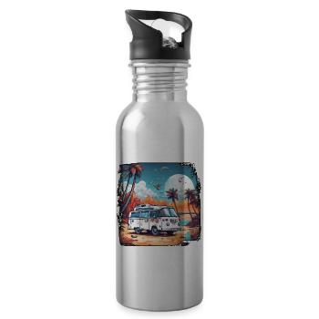 Camping-car / Camping-car / camping / Roadtrip / Voyage - Gourde avec paille intégrée - argent clair - Droite