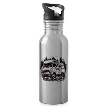 Camping-car / Camping-car / camping / Roadtrip / Voyage - Gourde avec paille intégrée - argent clair - Droite