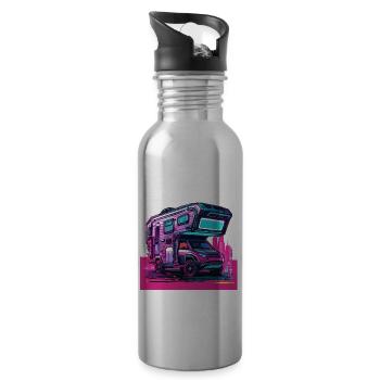 Camper / Wohnmobil / camping / Roadtrip / Travel - Trinkflasche mit integriertem Trinkhalm - Lightsilver - Rechts