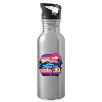 Camper / Wohnmobil / camping / Roadtrip / Travel - Trinkflasche mit integriertem Trinkhalm - Lightsilver - Rechts