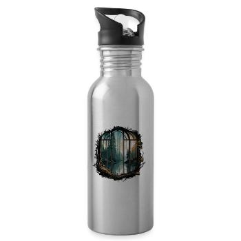 Window in the Forest / Trees / View / Wilderness - Water bottle with straw - silver - Right