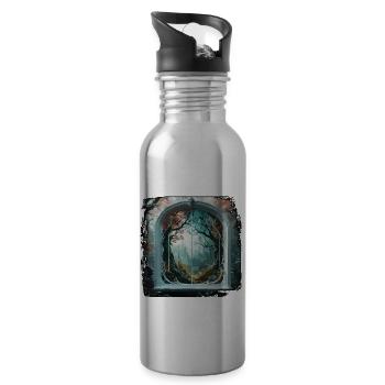 Window in the Forest / Trees / View / Wilderness - Water bottle with straw - silver - Right