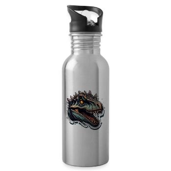 Dinosaure / Animal / Préhistorique / Reptile / Garçons - Gourde avec paille intégrée - argent clair - Droite