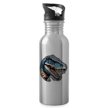 Dinosaure / Animal / Préhistorique / Reptile / Garçons - Gourde avec paille intégrée - argent clair - Droite