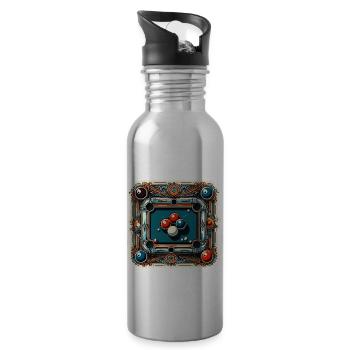Billardtisch / Billiardkugel / 8 Ball / Pool / Kö - Trinkflasche mit integriertem Trinkhalm - Lightsilver - Rechts