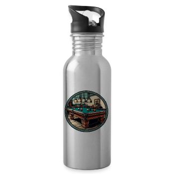 Billardtisch / Billiardkugel / 8 Ball / Pool / Kö - Trinkflasche mit integriertem Trinkhalm - Lightsilver - Rechts