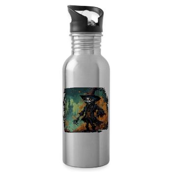Vogelscheuche / Erntehelfer / Maisfeld / Feld - Trinkflasche mit integriertem Trinkhalm - Lightsilver - Rechts