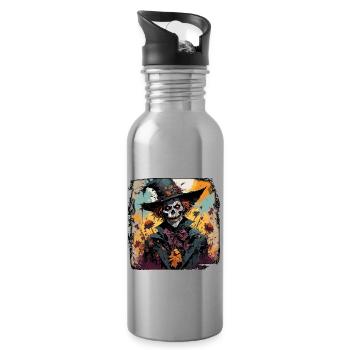 Vogelscheuche / Erntehelfer / Maisfeld / Feld - Trinkflasche mit integriertem Trinkhalm - Lightsilver - Rechts