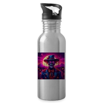 Vogelscheuche / Erntehelfer / Maisfeld / Feld - Trinkflasche mit integriertem Trinkhalm - Lightsilver - Rechts