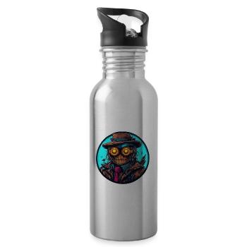 Vogelscheuche / Erntehelfer / Maisfeld / Feld - Trinkflasche mit integriertem Trinkhalm - Lightsilver - Rechts