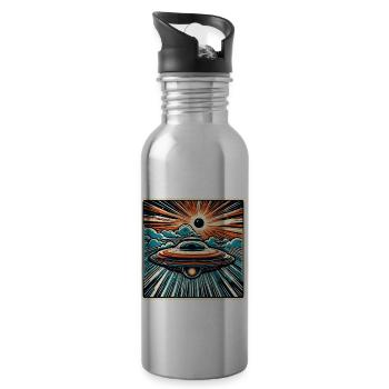 Alien / Spaceship / UFO / Area 51 / All / Mars - Water bottle with straw - silver - Right