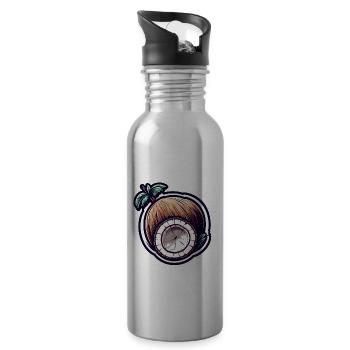 Coconut / Drink / Exotic / Tropical / Palm - Water bottle with straw - silver - Right