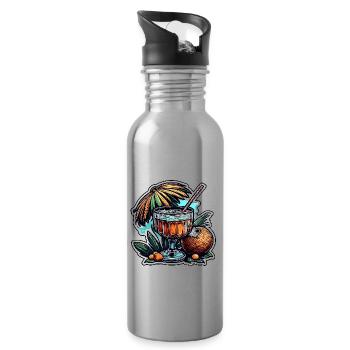 Cocktail / Bar / Mixage / Boisson / Exotique / Club - Gourde avec paille intégrée - argent clair - Droite