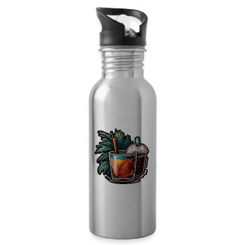 Cocktail / Bar / Mixage / Boisson / Exotique / Club - Gourde avec paille intégrée - argent clair - Droite