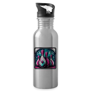 Bowling / Skittles / Bowling Alley / Pin / Strike - Water bottle with straw - silver - Right