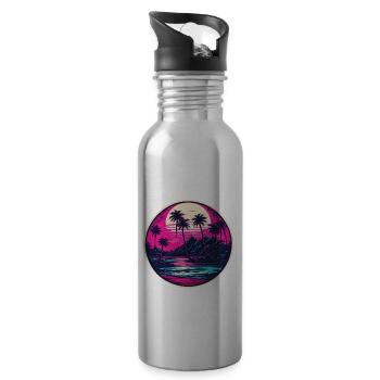 Beach / Island / Vacation / Summer / Sun / Sea - Water bottle with straw - silver - Right