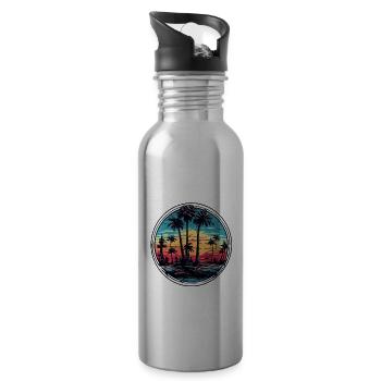 Beach / Island / Vacation / Summer / Sun / Sea - Water bottle with straw - silver - Right