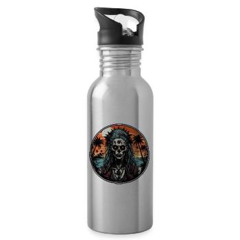 Zombie / Beach / Island / Vacation / Summer / Sun - Water bottle with straw - silver - Right