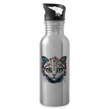 Robot Animal / AI / Mechanized Animals / Comic - Water bottle with straw - silver - Right
