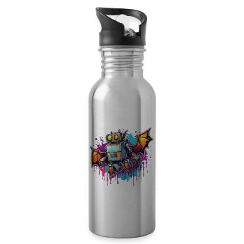 Robot Animal / AI / Mechanized Animals / Comic - Water bottle with straw - silver - Right