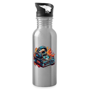 Casque / Audio / Musique / Son / Cool - Gourde avec paille intégrée - argent clair - Droite