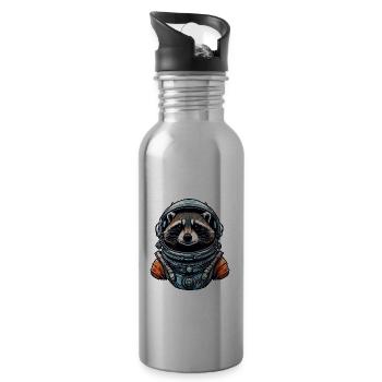 Astronaut / Space / Animal / Raccoon / Spaceship - Water bottle with straw - silver - Right