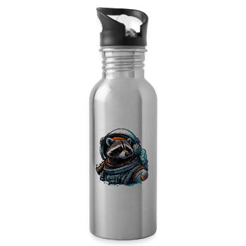 Astronaut / Space / Animal / Raccoon / Spaceship - Water bottle with straw - silver - Right