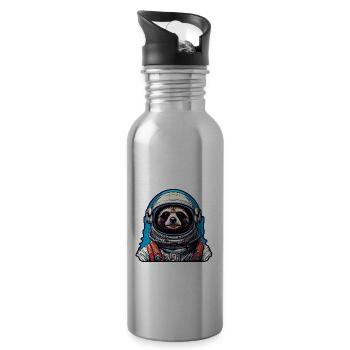 Astronaut / Space / Animal / Raccoon / Spaceship - Water bottle with straw - silver - Right