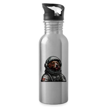 Astronaut / Space / Animal / Dog / Spaceship - Water bottle with straw - silver - Right
