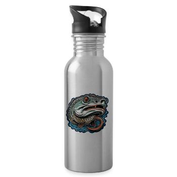 Fisch / Tier / Aquarium / Wasser / Teich / See - Trinkflasche mit integriertem Trinkhalm - Lightsilver - Rechts
