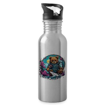 Astronaut / Space / Animal / Bear / Spaceship - Water bottle with straw - silver - Right