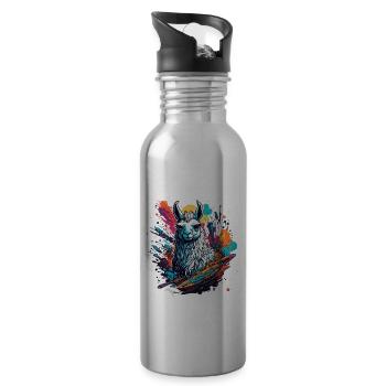 Astronaut / Space / Animal / Llama / Spaceship - Water bottle with straw - silver - Right