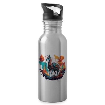 Astronaut / Space / Animal / Llama / Spaceship - Water bottle with straw - silver - Right