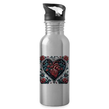 Heart / Mother's Day / Love / Holidays / Love - Water bottle with straw - silver - Right