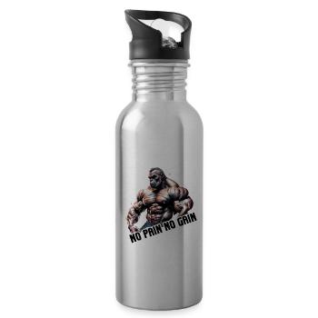 Bodybuilder / Sports / Fitness / Monkey / Muscles - Water bottle with straw - silver - Right