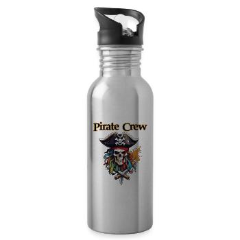Pirat / Ahoi / Anker / Kapitän / Totenkopf / Rum - Trinkflasche mit integriertem Trinkhalm - Lightsilver - Rechts