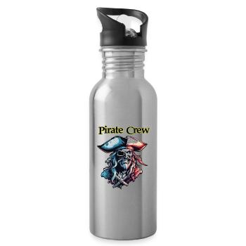 Pirat / Ahoi / Anker / Kapitän / Totenkopf / Rum - Trinkflasche mit integriertem Trinkhalm - Lightsilver - Rechts