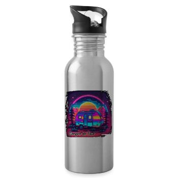 Camper / Wohnmobil / camping / Roadtrip / Travel - Trinkflasche mit integriertem Trinkhalm - Lightsilver - Rechts