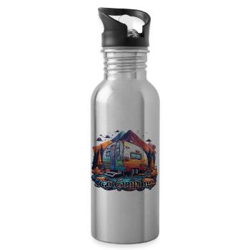 Camping-car / Camping-car / camping / Roadtrip / Voyage - Gourde avec paille intégrée - argent clair - Droite