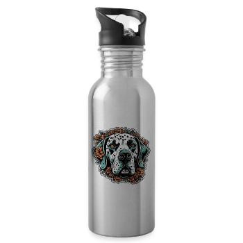 Dalmatien / Chien / Animal / Animal de compagnie / Aboiement - Gourde avec paille intégrée - argent clair - Droite