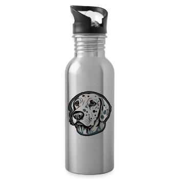 Dalmatien / Chien / Animal / Animal de compagnie / Aboiement - Gourde avec paille intégrée - argent clair - Droite