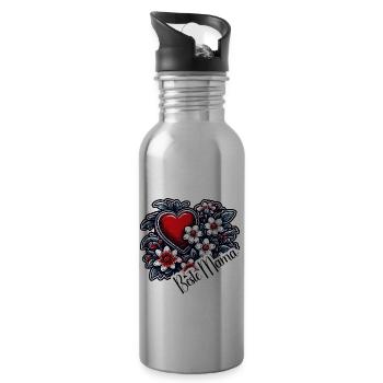 Coeur / Fête des Mères / Amour / Vacances / Amour - Gourde avec paille intégrée - argent clair - Droite